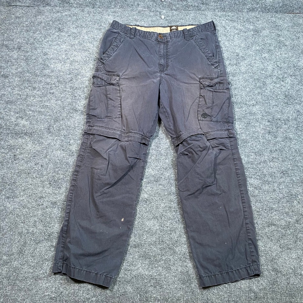 Timberland Mens 34x30 Convertible Cargo Pants Faded Navy Blue Zip Off Hiking
